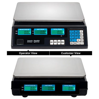 Digital Electronic Price 40Kg/5G Fruit Veg Retail Weigh & Price Scale UK Plug