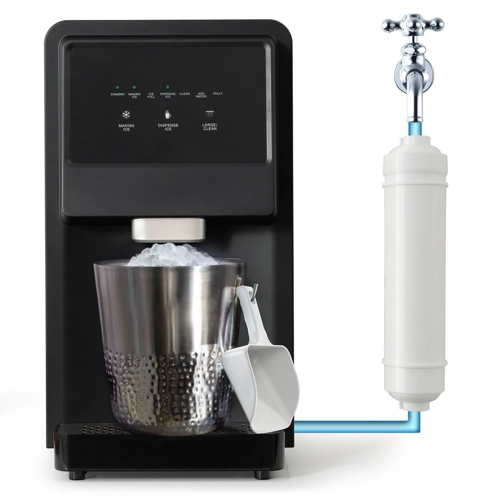 Self Dispensing Countertop Nugget Ice Maker with LED Blue Light