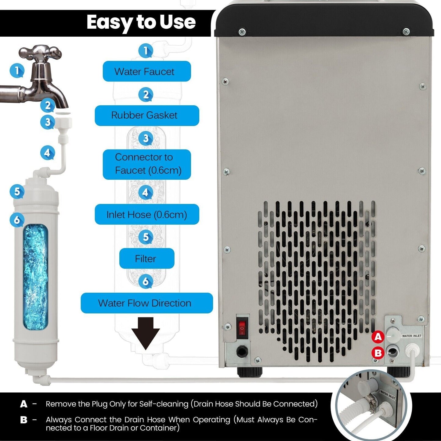 Self Dispensing Countertop Nugget Ice Maker with LED Blue Light