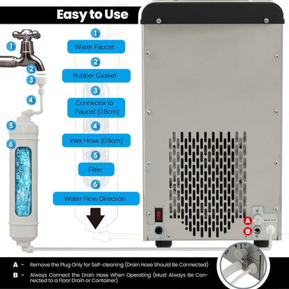 Self Dispensing Countertop Nugget Ice Maker with LED Blue Light