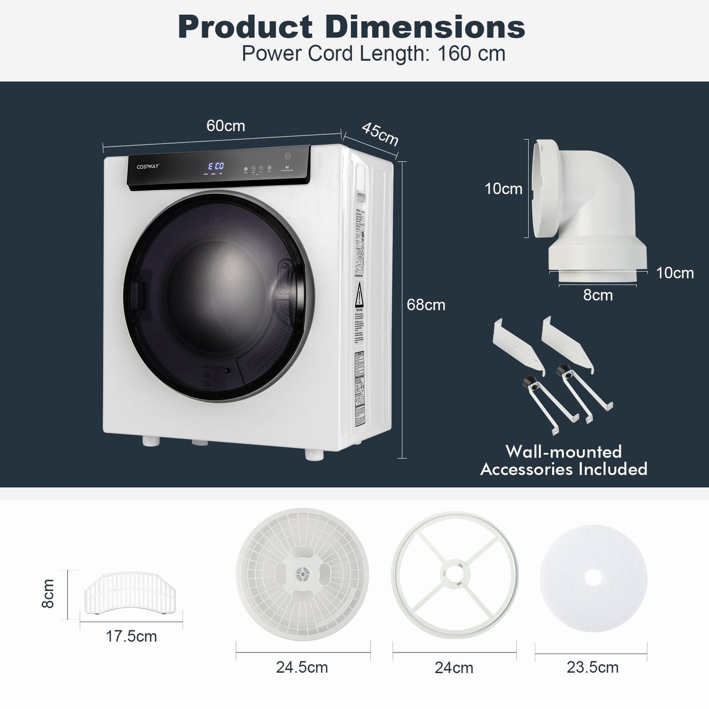 4KG Compact Dryer with Stainless Steel Tub and Multi-Layer Filtration